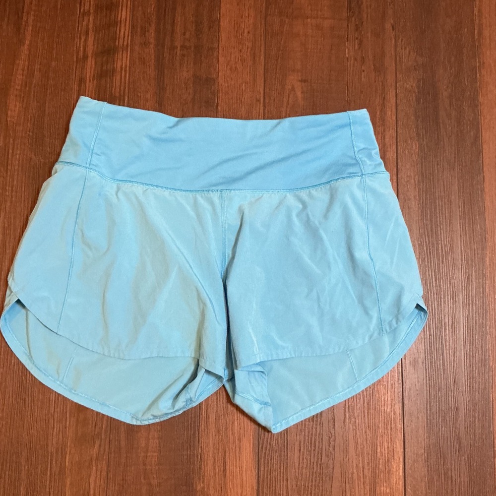 Lululemon Speed Up Low-Rise Lined Running Shorts Cyan Blue LW7BJ8T Size 8